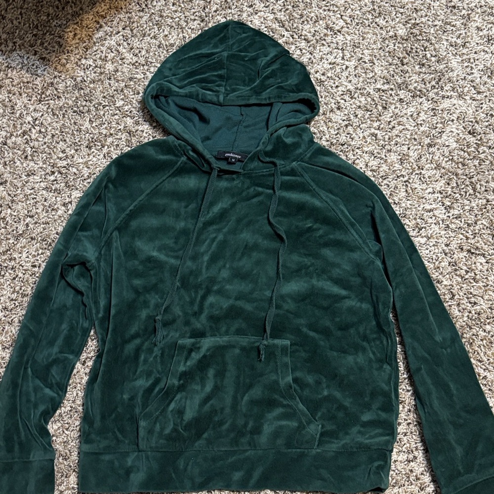 Ambiance Dark Green Velvet Hoodie